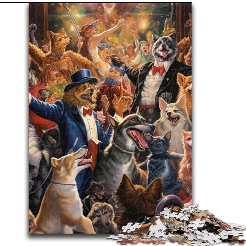 1000-teiliges Puzzle für Erwachsene, Hundeparty-Puzzle. Aus Pappe, entwickelt Hand-Auge-Koordinationsfähigkeiten, 1000 Stück(26x38cm) von LiJianXXE