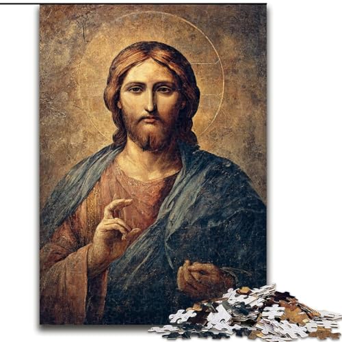 1000-teiliges Puzzle für Erwachsene, Jesus-Kunst, Spielzeug, Lernspiele, Stressabbau, Eltern-Kind-Interaktion (Größe 50x75cm) von LiJianXXE