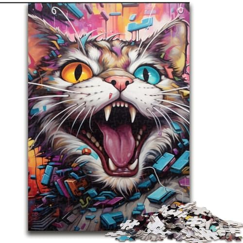 1000-teiliges Puzzle für Erwachsene, Katze, aus Holz, lustiges Geschenk und Beschäftigung für zu Hause, 50x75cm, Denkspiel für Teenager von LiJianXXE