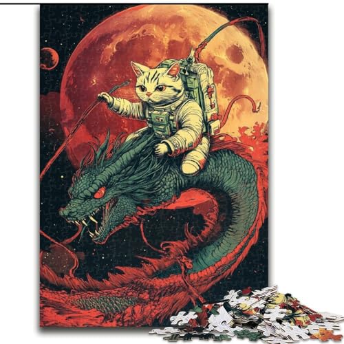 1000-teiliges Puzzle für Erwachsene, Katze und Drache, Spielzeug, Lernspiele, Stressabbau, Eltern-Kind-Interaktion (Größe 50x75cm) von LiJianXXE