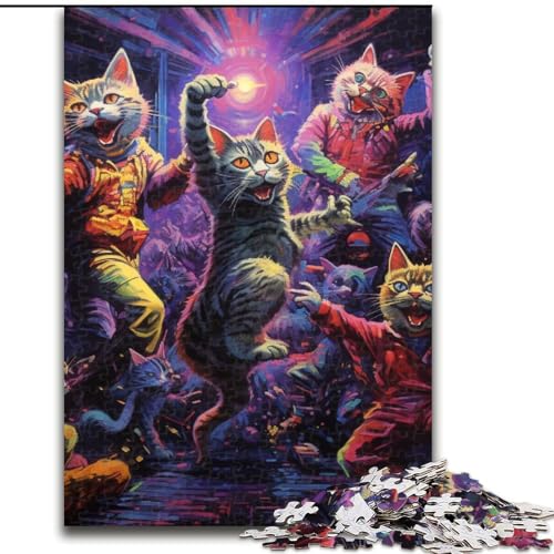 1000-teiliges Puzzle für Erwachsene, Katzenparty-Puzzle, aus Holz, entwickelt Hand-Auge-Koordinationsfähigkeiten, 1000 Stück(50x75cm) von LiJianXXE