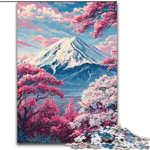 1000-teiliges Puzzle für Erwachsene, Kirschblüte, Berg Fuji, Analyse und Logik, mit vollständig ineinandergreifenden, zufällig geformten Teilen, für Kinder ab 14 Jahren (Größe 50x75cm) von LiJianXXE