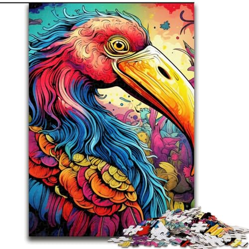 1000-teiliges Puzzle für Erwachsene, Kunst, psychedelisches Flamingo-Puzzle, aus Holz, anspruchsvolles Denkspiel für Teenager, perfekt als Heimdekoration oder Geschenk, 1000 Teile(50x75cm) von LiJianXXE
