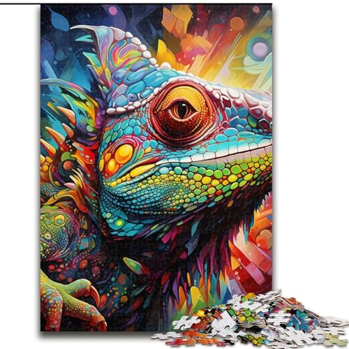 1000-teiliges Puzzle für Erwachsene, Kunst-Chamäleon-Puzzle aus Pappe, anspruchsvolles Denkspiel für Teenager, perfekt als Heimdekoration oder Geschenk, 1000 Teile(26x38cm) von LiJianXXE