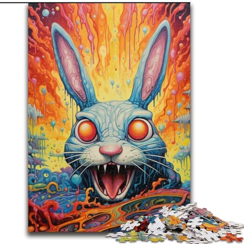 1000-teiliges Puzzle für Erwachsene, Kunst-Kaninchen-Puzzle aus Pappe, Geburtstage, Weihnachten, Halloween, Erntedankfest, Ostern, 1000 Stück(26x38cm) von LiJianXXE