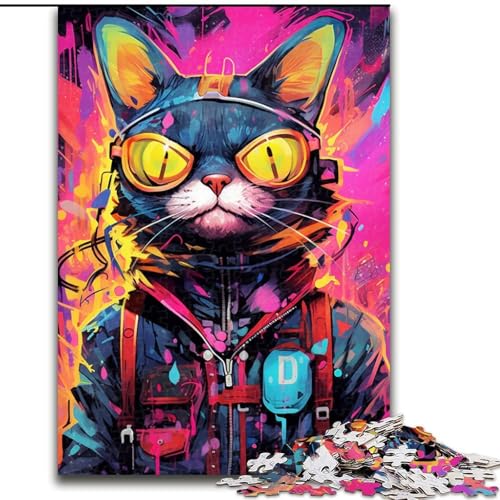 1000-teiliges Puzzle für Erwachsene, Mechanisches Katzenpuzzle aus Pappe, Geburtstage, Weihnachten, Halloween, Erntedankfest, Ostern, 1000 Stück(26x38cm) von LiJianXXE