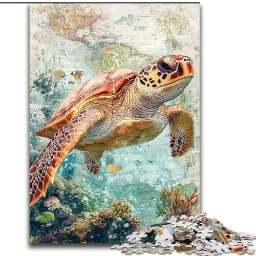 1000-teiliges Puzzle für Erwachsene, Meeresschildkröte, Lernspiel, Herausforderungsspielzeug, verbessert das Gedächtnis, für 14-Jährige (Größe 26x38cm) von LiJianXXE