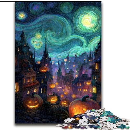 1000-teiliges Puzzle für Erwachsene, Nachthimmelschloss, für Lernspiele, Herausforderungsspielzeug, zur Verbesserung des Gedächtnisses, für 14-Jährige (Größe 50x75cm) von LiJianXXE