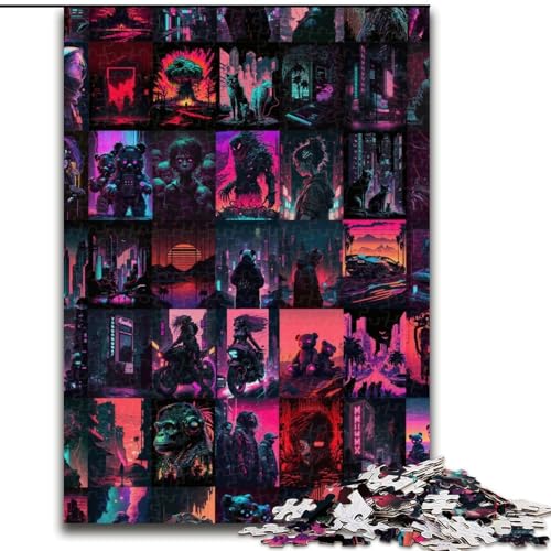 1000-teiliges Puzzle für Erwachsene, Neonlandschaft, Spielzeug, Lernspiele, Stressabbau, Eltern-Kind-Interaktion (Größe 50x75cm) von LiJianXXE