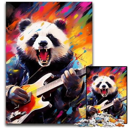 1000-teiliges Puzzle für Erwachsene, Panda spielt Gitarre, Puzzle für Erwachsene, DIY-Geschenk zur Heimdekoration, Denksportaufgabe für Erwachsene, 26x38cm/10,23x14,96 Zoll von LiJianXXE