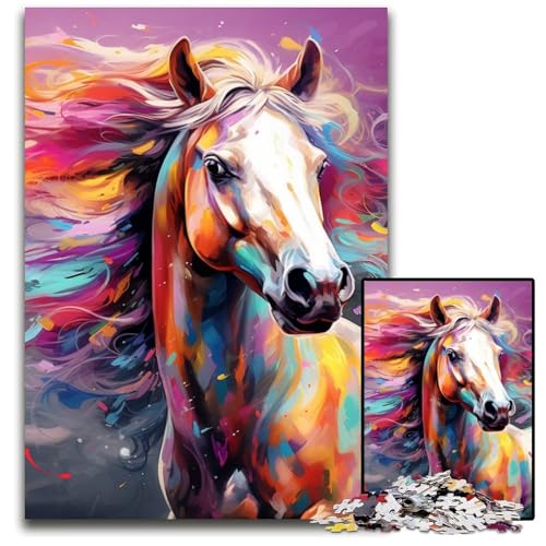 1000-teiliges Puzzle für Erwachsene, Pferdepuzzle, Eltern, Partner, Freunde – ab 14 Jahren, 50x75cm/19,68x29,52 Zoll 1000-teiliges Puzzle für Erwachsene, Pferdepuzzle, Eltern, Partner, Freunde – ab 14 Jahren, 50x75cm/19,68x29,52 Zoll von LiJianXXE
