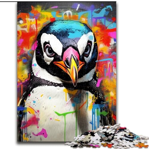 1000-teiliges Puzzle für Erwachsene, Pinguin-Graffiti, aus Holz, Kinder ab 14 Jahren, 50x75cm, anspruchsvolles Denkspiel – entspannendes Spielzeug für Teenager 1000-teiliges Puzzle für Erwachsene, Pinguin-Graffiti, aus Holz, Kinder ab 14 Jahren, 50x75cm, anspruchsvolles Denkspiel – entspannendes Spielzeug für Teenager von LiJianXXE