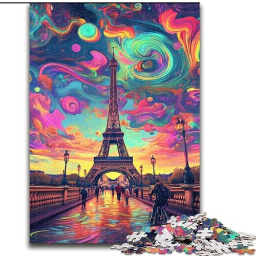 1000-teiliges Puzzle für Erwachsene, Psychedelic Eiffel, Spielzeug, Lernspiele, Stressabbau, Eltern-Kind-Interaktion (Größe 26x38cm) von LiJianXXE
