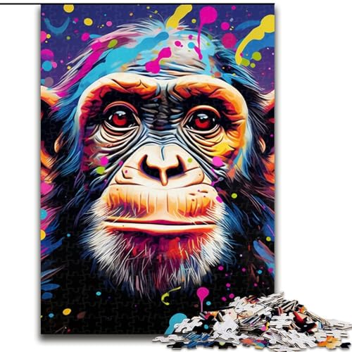 1000-teiliges Puzzle für Erwachsene, Psychedelischer AFFE, aus Holz, lustiges Geschenk und Beschäftigung für zu Hause, 50x75cm, Denkspiel für Teenager von LiJianXXE