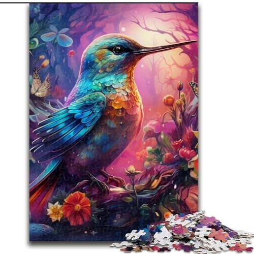 1000-teiliges Puzzle für Erwachsene, Psychedelischer Kolibri-Puzzle aus Pappe, anspruchsvolles Denkspiel für Teenager, perfekt als Heimdekoration oder Geschenk, 1000 Teile(26x38cm) von LiJianXXE
