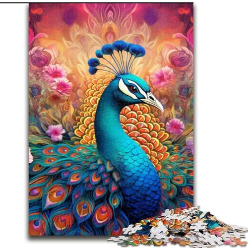 1000-teiliges Puzzle für Erwachsene, Psychedelischer Pfau, aus Holz, lustiges Geschenk und Beschäftigung für zu Hause, 50x75cm, Denkspiel für Teenager 1000-teiliges Puzzle für Erwachsene, Psychedelischer Pfau, aus Holz, lustiges Geschenk und Beschäftigung für zu Hause, 50x75cm, Denkspiel für Teenager von LiJianXXE