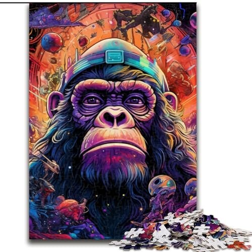 1000-teiliges Puzzle für Erwachsene, Psychedelisches Affenpuzzle aus Holz, Geburtstage, Weihnachten, Halloween, Erntedankfest, Ostern, 1000 Teile(50x75cm) von LiJianXXE