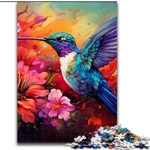 1000-teiliges Puzzle für Erwachsene, Psychedelisches Kolibri-Puzzle aus Holz, entwickelt Hand-Auge-Koordinationsfähigkeiten, 1000 Stück(50x75cm) von LiJianXXE