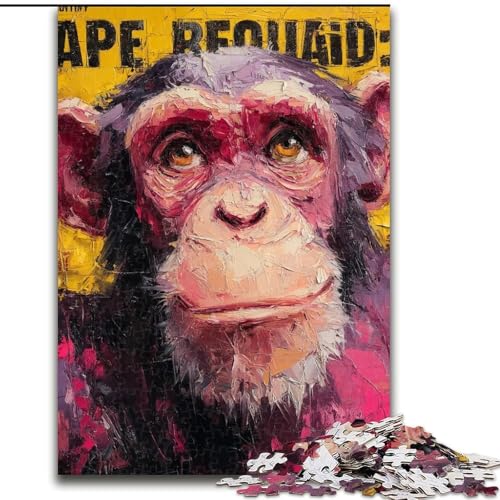 1000-teiliges Puzzle für Erwachsene, Schimpanse, Lernspiel, Herausforderungsspielzeug, verbessert das Gedächtnis, für 14-Jährige (Größe 26x38cm) von LiJianXXE