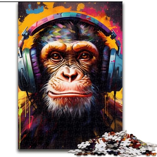 1000-teiliges Puzzle für Erwachsene, Schimpanse mit Kopfhörern, aus Holz, für Jugendliche ab 14 Jahren, Heimdekoration, 50x75cm, pädagogisches und unterhaltsames Indoor-Spiel für die Heimdekoration 1000-teiliges Puzzle für Erwachsene, Schimpanse mit Kopfhörern, aus Holz, für Jugendliche ab 14 Jahren, Heimdekoration, 50x75cm, pädagogisches und unterhaltsames Indoor-Spiel für die Heimdekoration von LiJianXXE