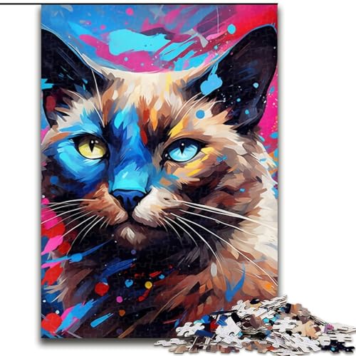 1000-teiliges Puzzle für Erwachsene, Siamkatze, aus Holz, für Teenager ab 14 Jahren, Heimdekoration, 50x75cm, pädagogisches und unterhaltsames Indoor-Spiel für die Heimdekoration von LiJianXXE