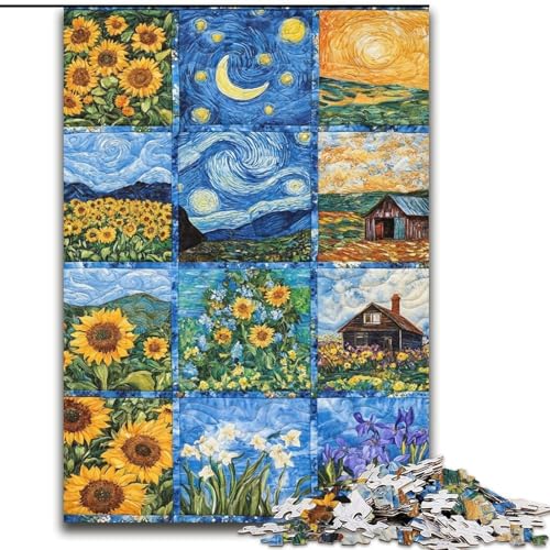 1000-teiliges Puzzle für Erwachsene, Sonnenblumen-Collage, für Lernspiele, Herausforderungsspielzeug, zur Verbesserung des Gedächtnisses, für 14-Jährige (Größe 26x38cm) von LiJianXXE