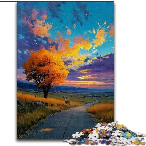 1000-teiliges Puzzle für Erwachsene, Sonnenuntergangslandschaft, Spielzeug, Lernspiele, Stressabbau, Eltern-Kind-Interaktion (Größe 50x75cm) von LiJianXXE