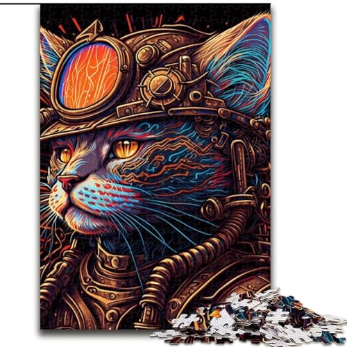 1000-teiliges Puzzle für Erwachsene, Steampunk-Katze aus Holz, Kinder ab 14 Jahren, 50x75cm, Denkspiel für Teenager, Spieleabend mit der Familie 1000-teiliges Puzzle für Erwachsene, Steampunk-Katze aus Holz, Kinder ab 14 Jahren, 50x75cm, Denkspiel für Teenager, Spieleabend mit der Familie von LiJianXXE