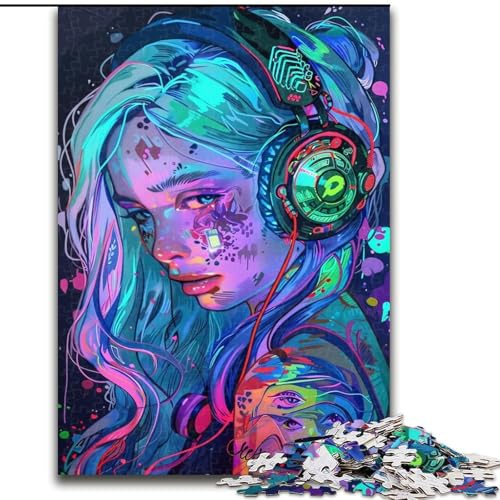 1000-teiliges Puzzle für Erwachsene, Teenager, Mädchen mit Kopfhörern, Spielzeug, Lernspiele, Stressabbau, Stärkung der Liebe zwischen Paaren (Größe 26x38cm) von LiJianXXE