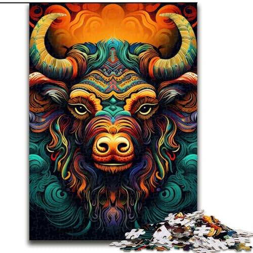 1000-teiliges Puzzle für Erwachsene, Tier-Büffel-Puzzle, aus Holz, entwickelt Hand-Auge-Koordinationsfähigkeiten, 1000 Stück(50x75cm) von LiJianXXE