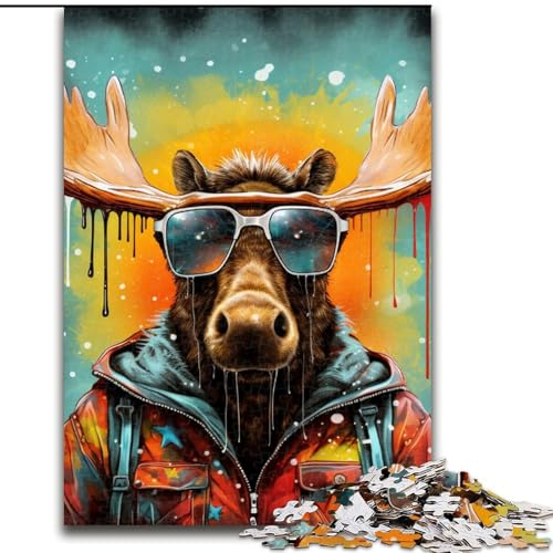 1000-teiliges Puzzle für Erwachsene, Tier-Elch-Puzzle aus Holz, anspruchsvolles Denkspiel für Teenager, perfekt als Heimdekoration oder Geschenk, 1000 Teile(50x75cm) von LiJianXXE