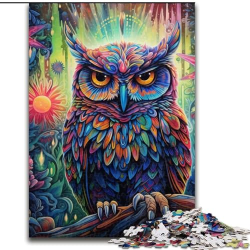 1000-teiliges Puzzle für Erwachsene, Tier-Puzzle mit bunten Eulen, aus Pappe, anspruchsvolles Denkspiel für Teenager, perfekt als Heimdekoration oder Geschenk, 1000 Teile(26x38cm) von LiJianXXE
