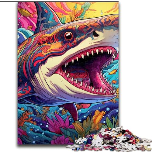 1000-teiliges Puzzle für Erwachsene, Tierkunst, Hai-Puzzle aus Holz, entwickelt Hand-Auge-Koordinationsfähigkeiten, 1000 Stück(50x75cm) von LiJianXXE