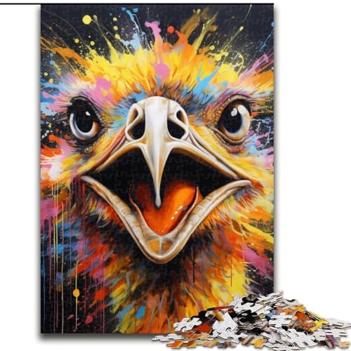 1000-teiliges Puzzle für Erwachsene, Tierkunst, Straußenpuzzle aus Holz, anspruchsvolles Denkspiel für Teenager, unterhaltsames interaktives Spiel für die ganze Familie, 1000 Teile(50x75cm) von LiJianXXE