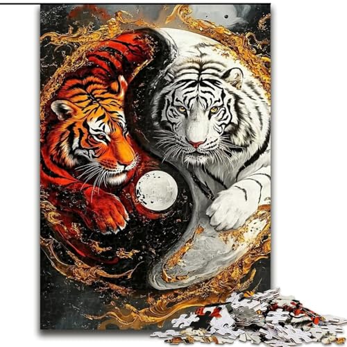 1000-teiliges Puzzle für Erwachsene, Tiger, für Lernspiele, Herausforderungsspielzeug, zur Verbesserung des Gedächtnisses, für 14-Jährige (Größe 26x38cm) von LiJianXXE