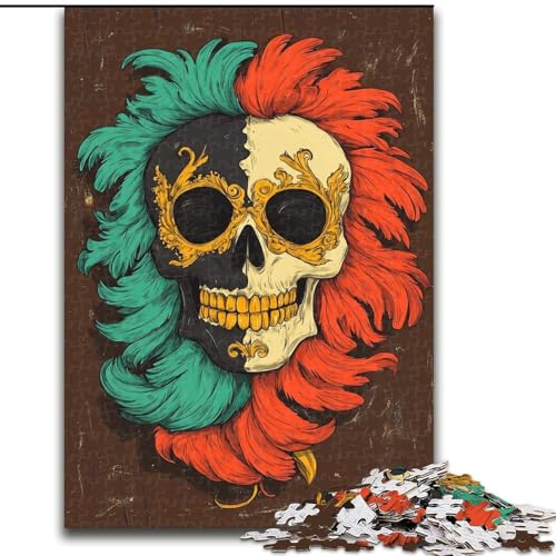 1000-teiliges Puzzle für Erwachsene, Totenkopffedern, Spielzeug, Lernspiele, Stressabbau, Eltern-Kind-Interaktion (Größe 26x38cm) von LiJianXXE