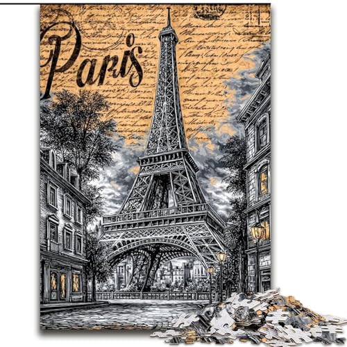 1000-teiliges Puzzle für Erwachsene, Vintage-Eiffelturm, Spielzeug, Lernspiele, Stressabbau, Eltern-Kind-Interaktion (Größe 26x38cm) von LiJianXXE