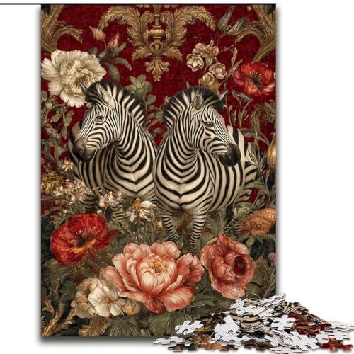 1000-teiliges Puzzle für Erwachsene, Vintage-Zebra-Kunst, Spielzeug, Lernspiele, Stressabbau, Eltern-Kind-Interaktion (Größe 26x38cm) von LiJianXXE