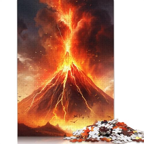 1000-teiliges Puzzle für Erwachsene, Vulkanausbruchs-Puzzle für Erwachsene, Kartonpuzzle, anspruchsvolles Spiel, Größe: 38 x 26 cm von LiJianXXE