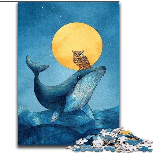 1000-teiliges Puzzle für Erwachsene, Wale und Eulen, Spielzeug, Lernspiele, Stressabbau, Eltern-Kind-Interaktion (Größe 26x38cm) von LiJianXXE