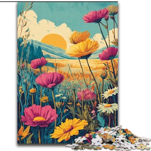 1000-teiliges Puzzle für Erwachsene, Wildblumen-Sommer, Spielzeug, Lernspiele, Stressabbau, Eltern-Kind-Interaktion (Größe 50x75cm) von LiJianXXE