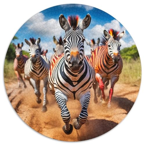 1000-teiliges Puzzle für Erwachsene, Zebra, 1000-teiliges rundes Puzzle für Erwachsene, Lernspielzeug für Jugendliche, Heimbüro-Dekor, 67,5 x 67,5 cm von LiJianXXE