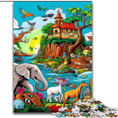 1000-teiliges Puzzle für Erwachsene, afrikanische Tiere, aus Holz, entwickelt Hand-Auge-Koordinationsfähigkeiten, 1000 Stück(50x75cm) von LiJianXXE
