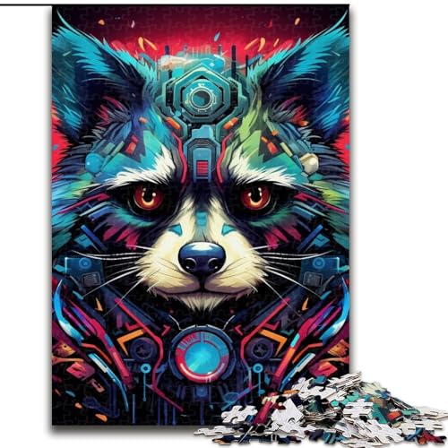1000-teiliges Puzzle für Erwachsene, bunter Waschbär aus Holz, lustige Aktivität für zu Hause, 50x75cm, Lernspielzeug für Teenager, Dekoration für das Homeoffice von LiJianXXE