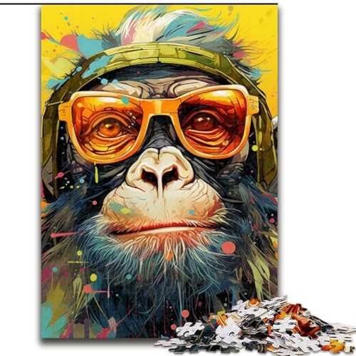 1000-teiliges Puzzle für Erwachsene, buntes Affenpuzzle aus Holz, pädagogische Aktivität zur Verbesserung kognitiver Fähigkeiten, 1000 Stück(50x75cm) von LiJianXXE