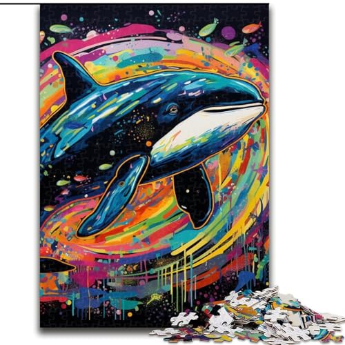 1000-teiliges Puzzle für Erwachsene, buntes Blauwal-Puzzle aus Pappe, Geburtstage, Weihnachten, Halloween, Erntedankfest, Ostern, 1000 Teile(26x38cm) von LiJianXXE