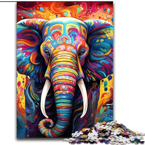1000-teiliges Puzzle für Erwachsene, buntes Elefanten-Puzzle aus Holz, anspruchsvolles Denkspiel für Teenager, perfekt als Heimdekoration oder Geschenk, 1000 Teile(50x75cm) von LiJianXXE