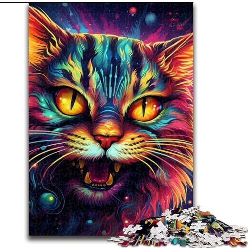 1000-teiliges Puzzle für Erwachsene, farbenfrohe Kunst, psychedelische Katze aus Holz, hochschwieriges Denkspiel für Teenager, 50x75cm, Geburtstagsfeier für Männer und Frauen 1000-teiliges Puzzle für Erwachsene, farbenfrohe Kunst, psychedelische Katze aus Holz, hochschwieriges Denkspiel für Teenager, 50x75cm, Geburtstagsfeier für Männer und Frauen von LiJianXXE