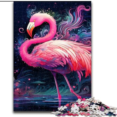 1000-teiliges Puzzle für Erwachsene, farbenfroher Flamingo aus Holz, hochschwieriges Denkspiel für Teenager, 50x75cm, Geburtstagsfeier für Männer und Frauen von LiJianXXE