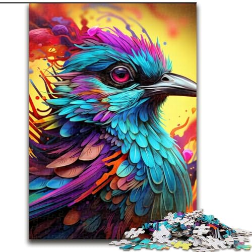1000-teiliges Puzzle für Erwachsene, farbenfroher Kunst-Spatz aus Holz, lustige Aktivität für zu Hause, 50x75cm, Lernspielzeug für Teenager, Dekoration für das Homeoffice von LiJianXXE